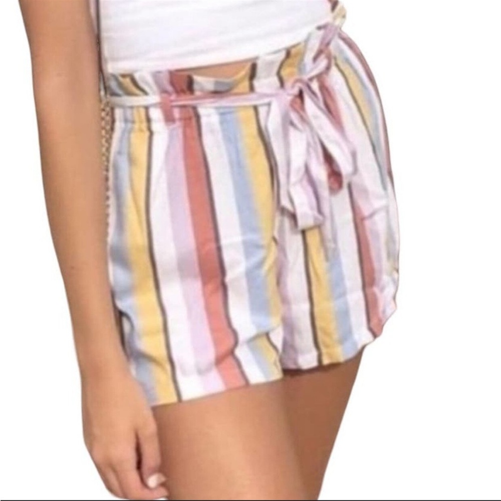 Hollister Striped Multicolor Paperbag Shorts